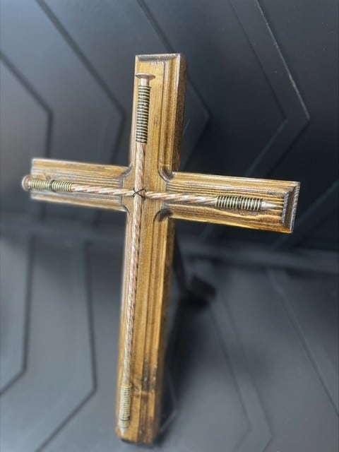 Espresso Nail Cross Black and Gold Wire