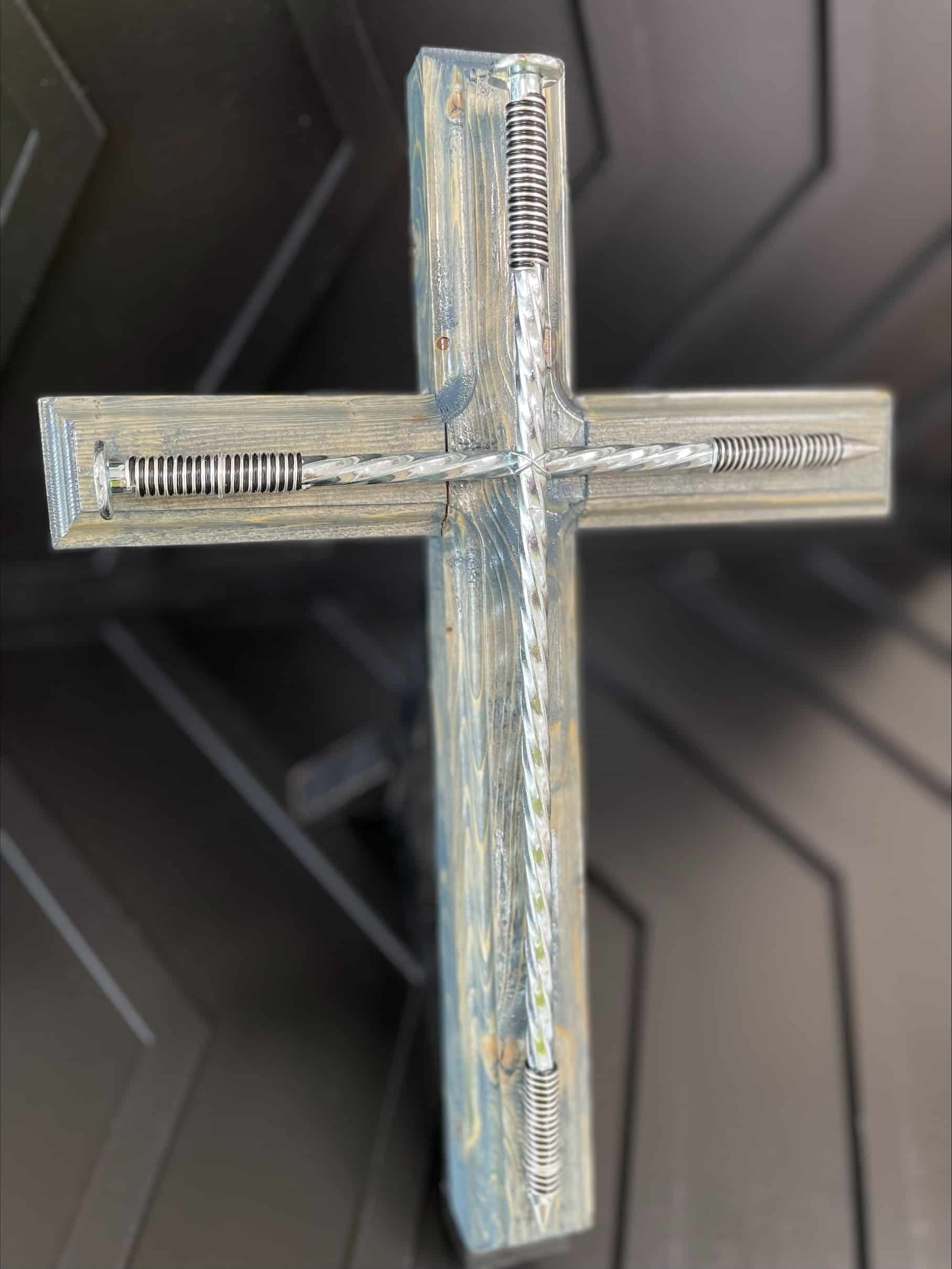 Phantom Grey Nail Cross Black and SIlver Wire