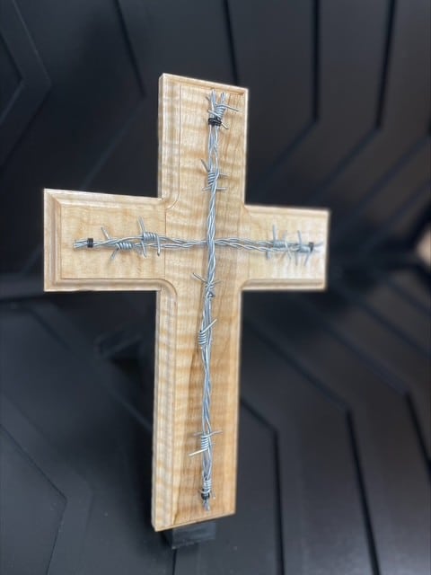 Pine Bared Wire Cross
