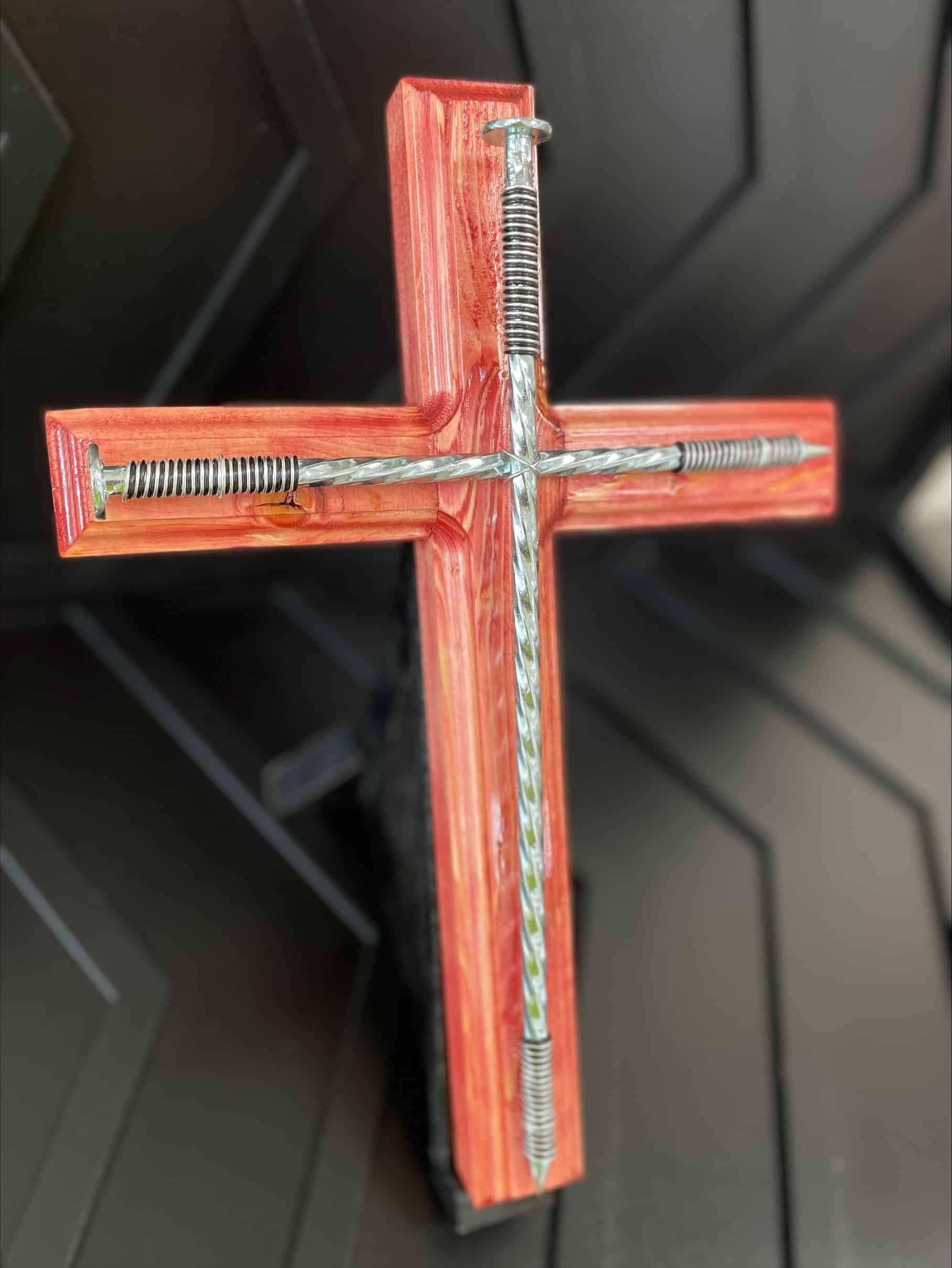 Sedona Red Nail Cross Black and Silver Wire