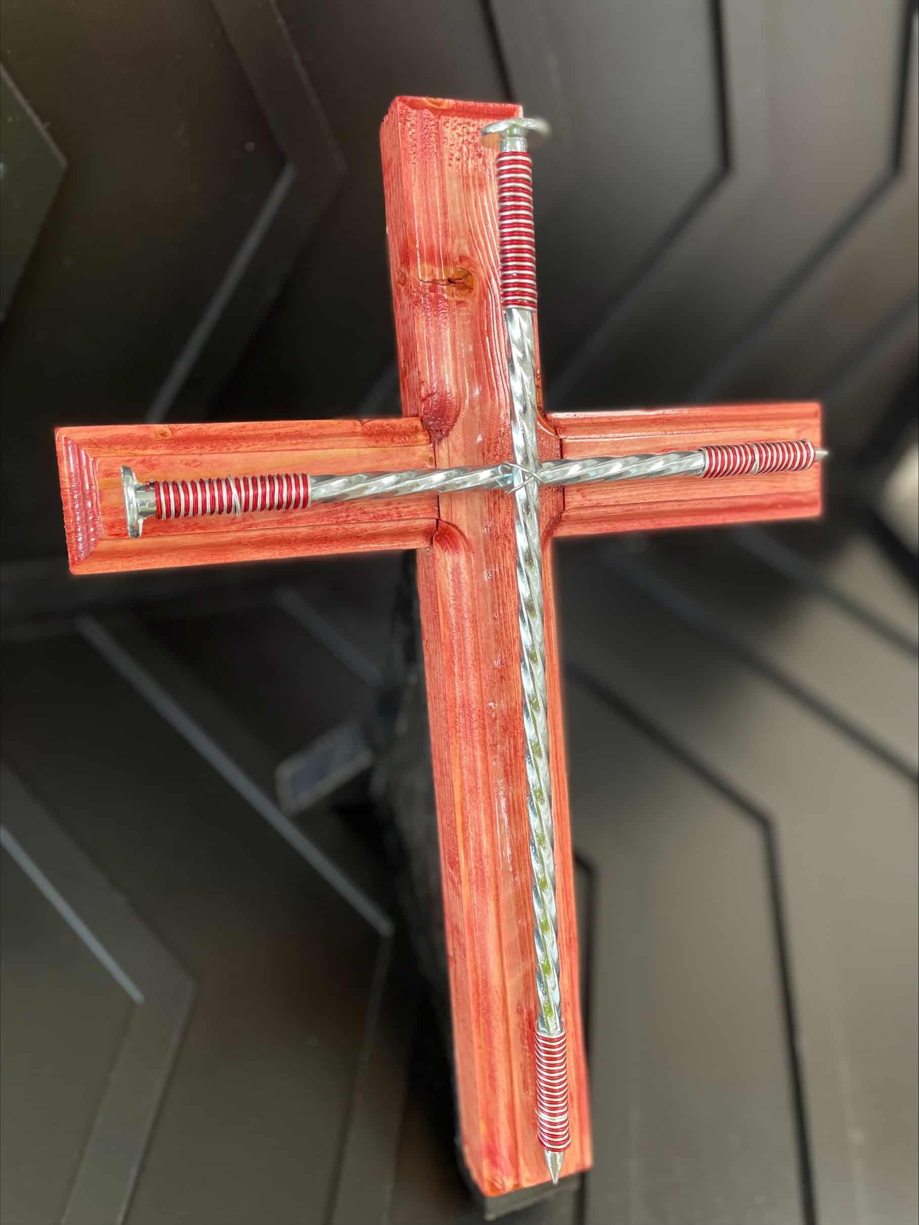 Sedona Red Nail Cross Red and Silver Wire