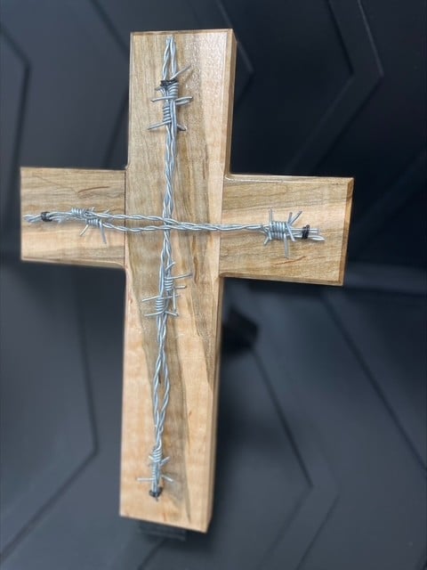 White Oak Barbed Wire Cross